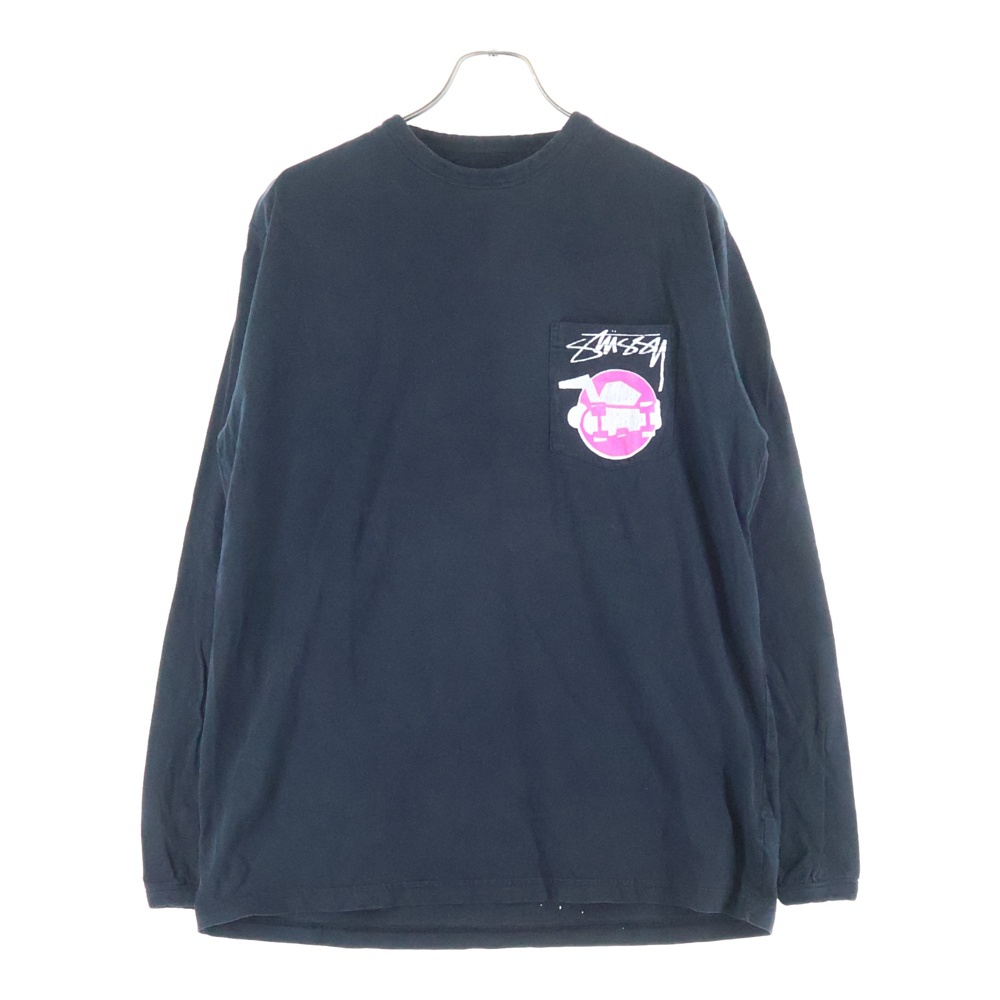 L/S POCKET TEE 両面ロゴプリント ポケットTシャツ 長袖クルーネックカットソー ブラック Bランク