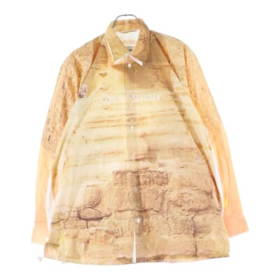 20SS FACEOUT TOURIST SHIRT フェイスアウト ツーリスト レギュラーカラー ロングスリーブ 長袖シャツ ブラウン/ホワイト 20SS195SH71 Bランク