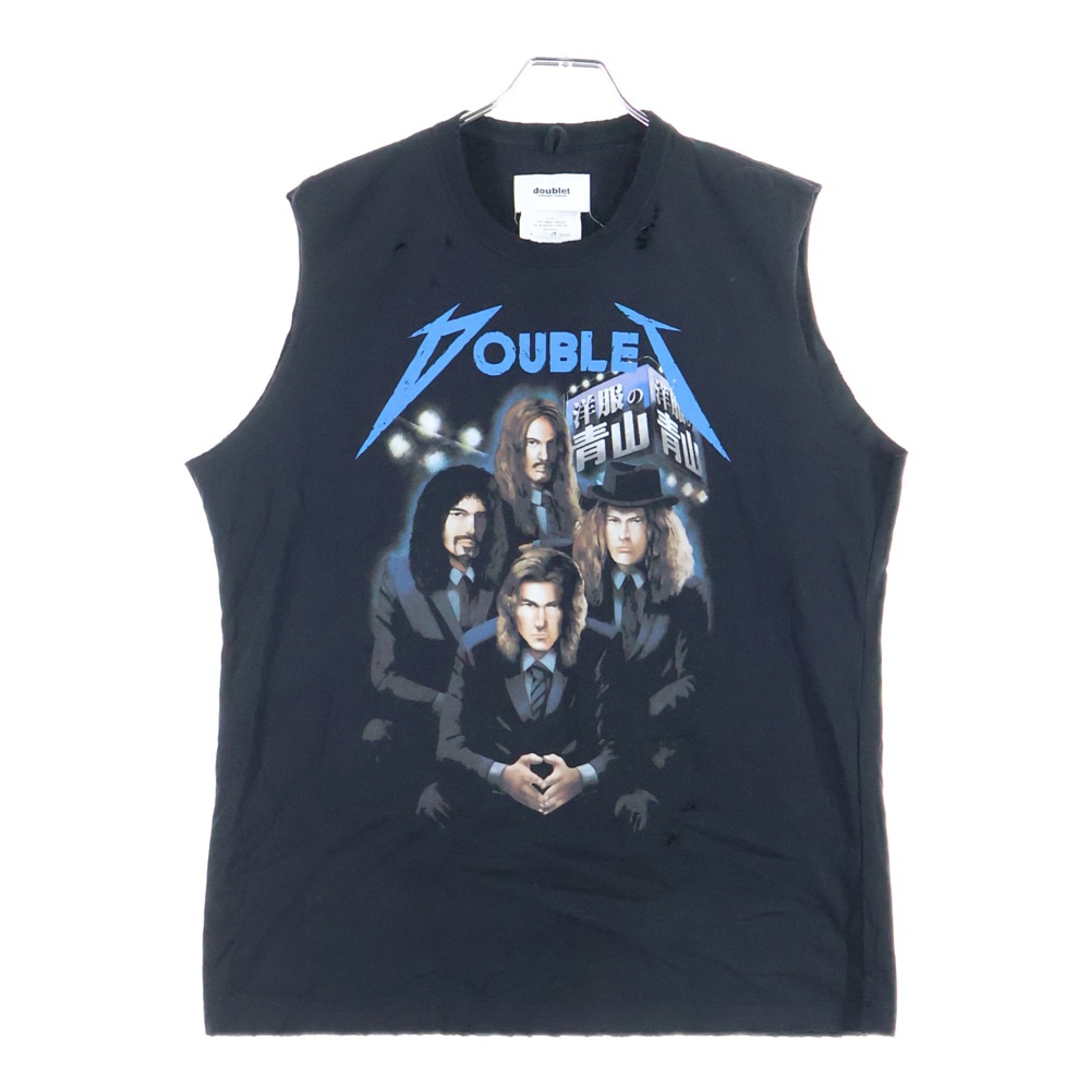 22SS AOYAMA ROCK NO SLEEVE T-SHIRT 洋服の青山 ロック ノースリーブTシャツ カットソー ブラック 22SS73CS225 Bランク