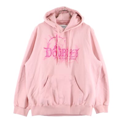 23AW DOUBLAND EMBROIDERY HOODIE ダブランド フロントエンブロイダリー プルオーバーフーディー パーカー スウェット ピンク 23AW43CS287 Bランク