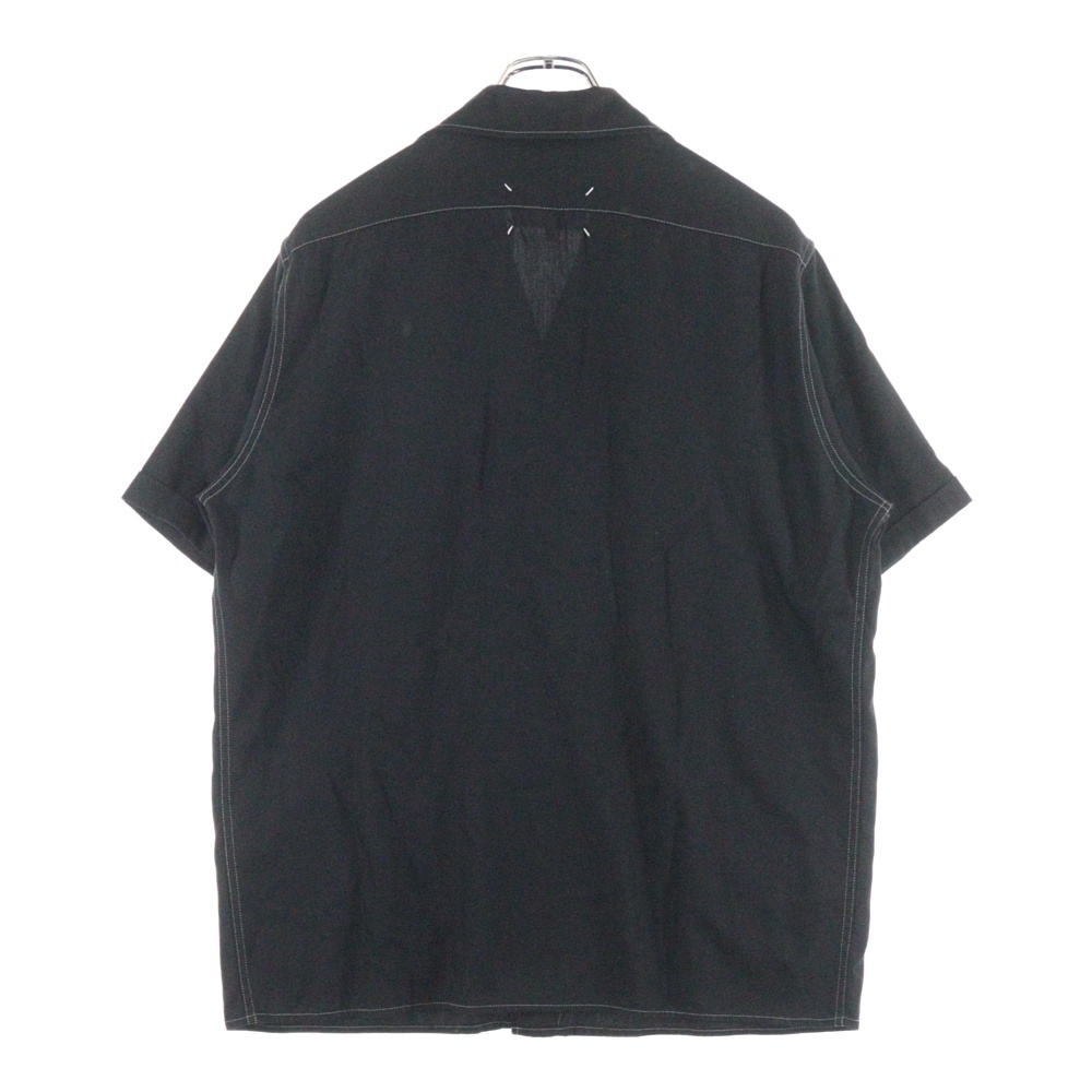 23SS ステッチ デザイン オープンカラー 半袖 シャツ ブラック S50DR0003 S60495 Bランク