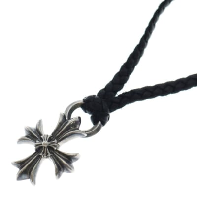 DBL CH PRS ダブル CHプラス ペンダント トップ スクロールレザーブレイド ネックレス ブラック/シルバー Bランク