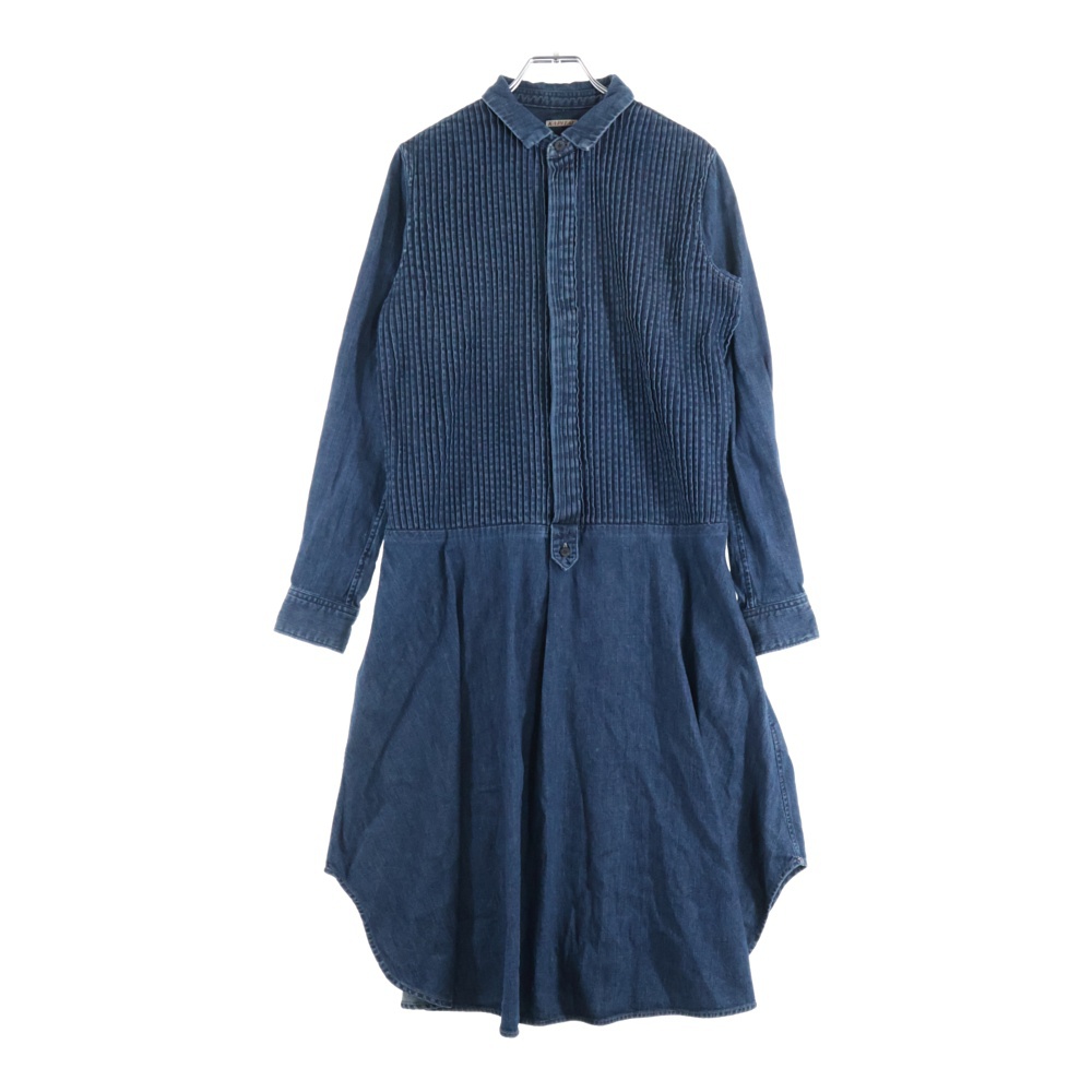 半袖 コットンデニムロングワンピース レディース インディゴ Bランク
