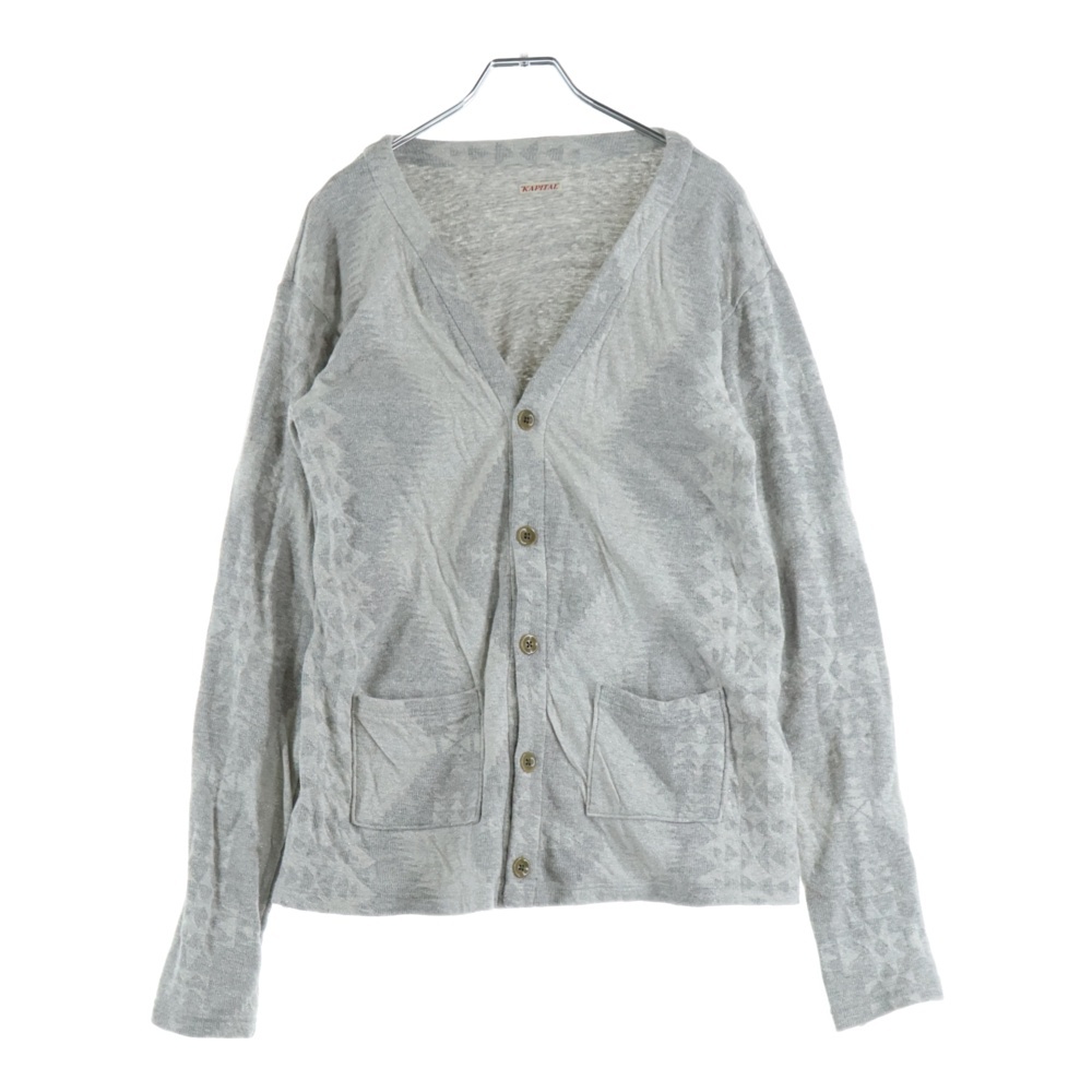 オルテガ柄 ボタンアップカーディガン グレー Bランク