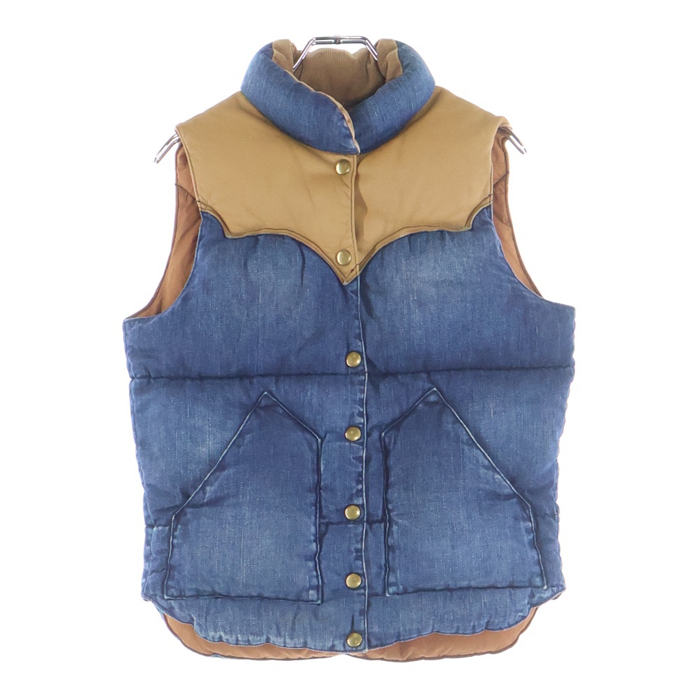 レザー切り替え デニムダウンベスト インディゴ/ブラウン 450-482-07 Bランク