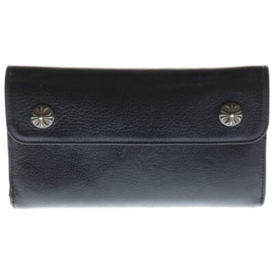 (極美品)大人気、クロムハーツ、長財布、ラウンドジップ、クロスパッチ、人気色、黒 CHROME HEARTS クロムハーツ REC F ZIP ウォレット 長財布 ラウンド