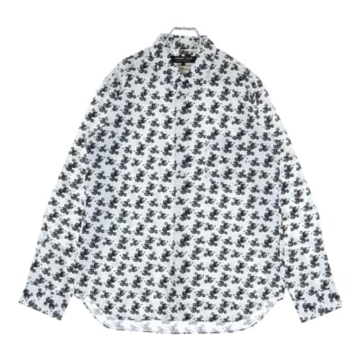 22AW AD2022 ×DISNEY ディズニー 総柄 ロングスリーブ コットンシャツ ホワイト/ブラック DJ-B043 Bランク
