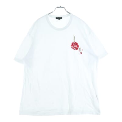 22SS AD2021 薔薇刺繍 クルーネック半袖Tシャツ カットソー ホワイト PI-T028 Bランク