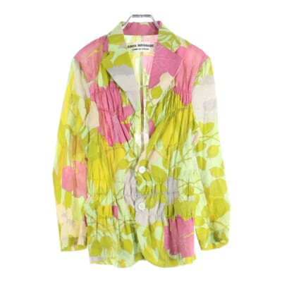 05SS AD2005 ボタニカルプリント ギャザーデザイン 2B テーラードジャケット マルチカラー レディース JO-B091 Bランク