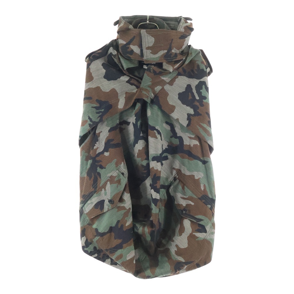 10AW AD2010 変形デザイン カモ柄 ミリタリー ポンチョジャケット カーキ/ブラウン レディース JF-J017 Bランク