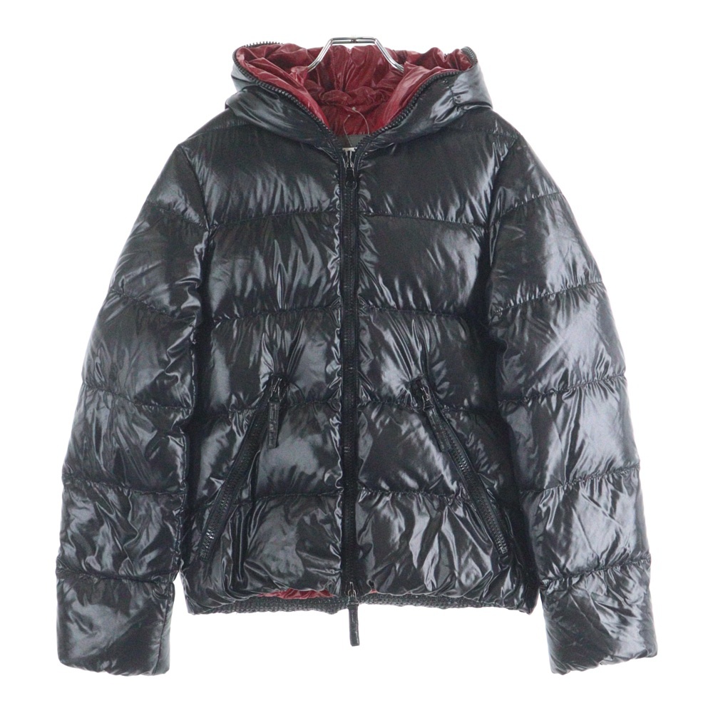 BEAMS別注 DIONISIO ディオニシオ フルジップ フーデッド ナイロンダウンジャケット ブラック/レッド 01652106 Bランク