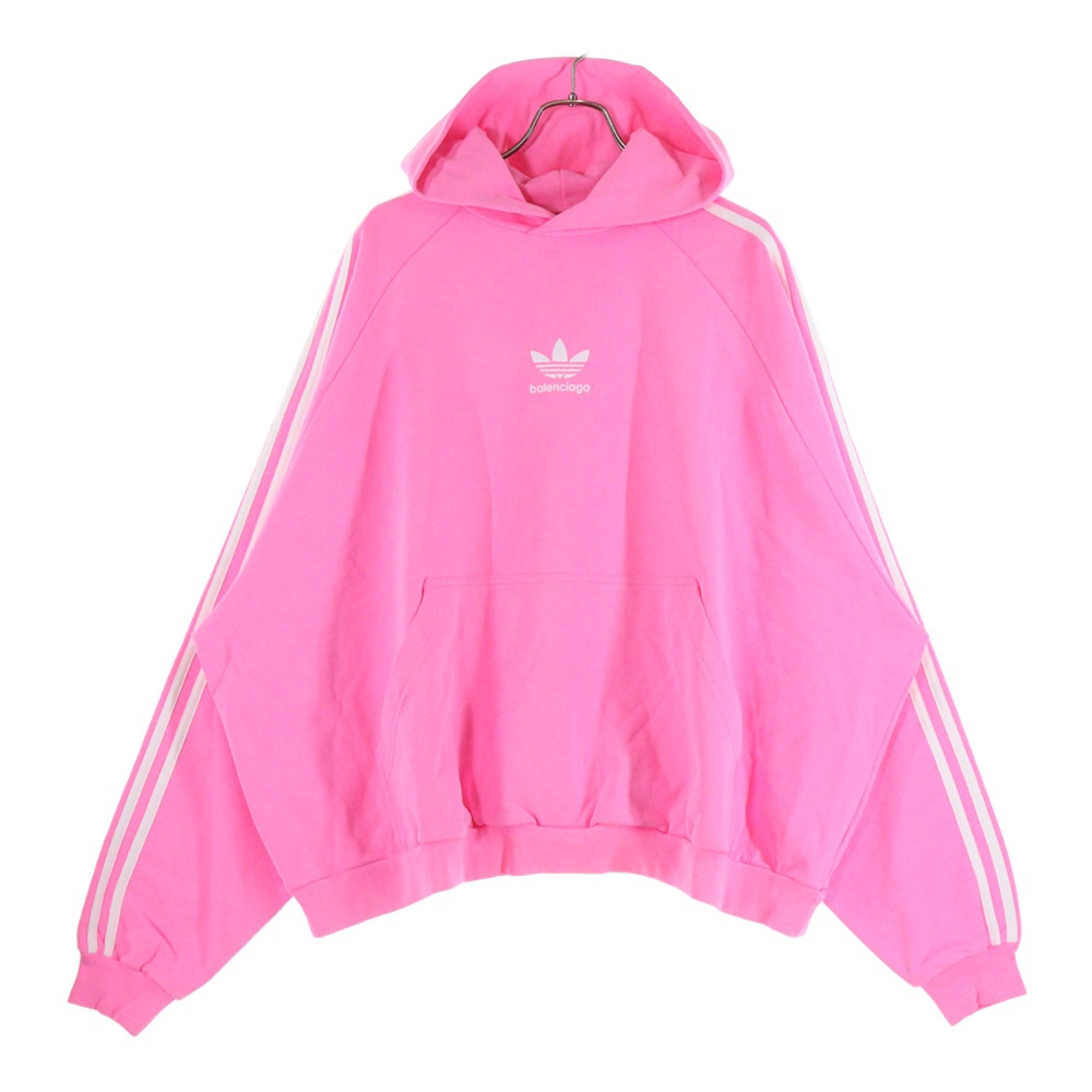 22AW ×adidas アディダス トレフォイル ロゴ刺繍 プルオーバースウェットパーカー フーディー ピンク 729322 Sランク