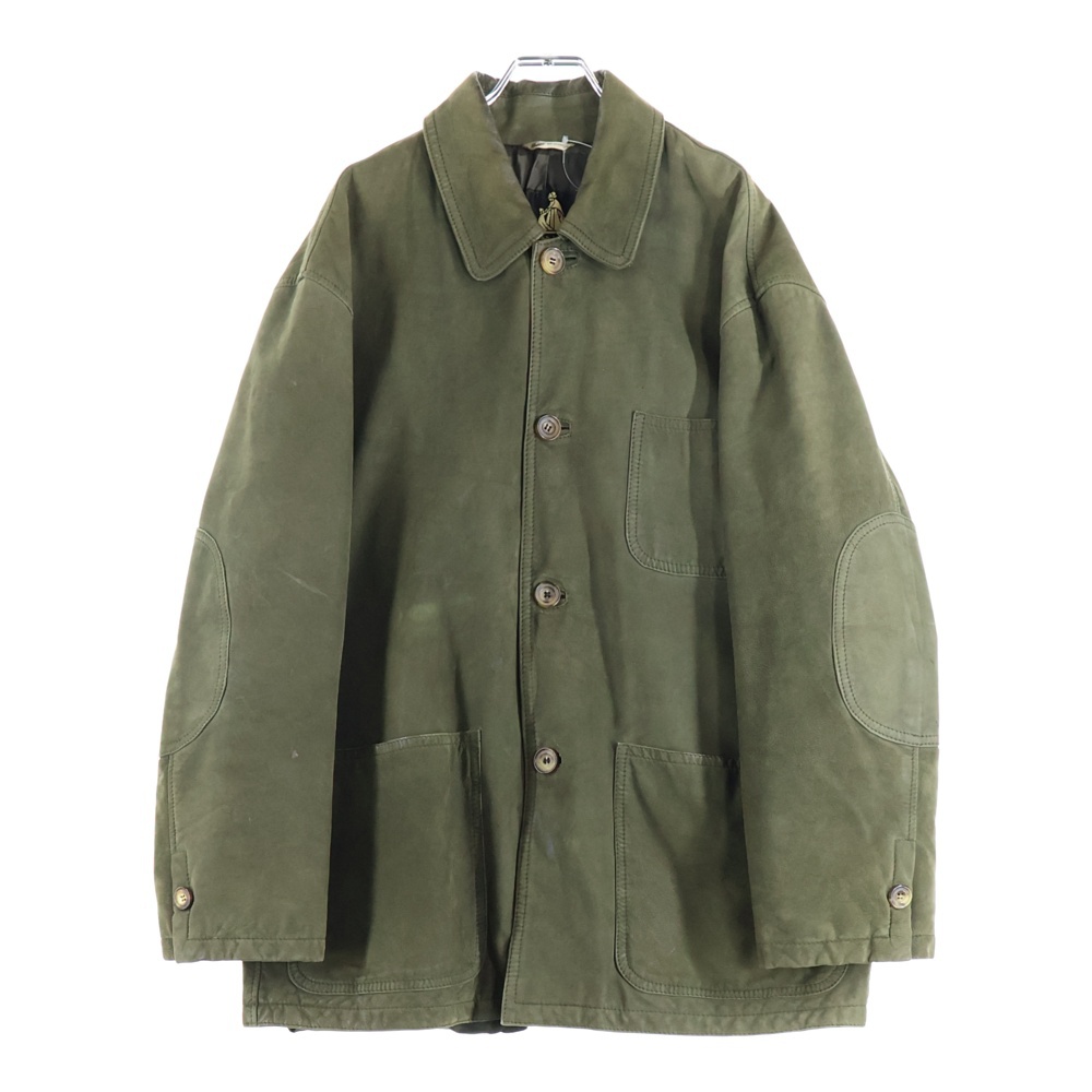 ランバン 90S VINTAGE スエードレザー カバーオール ジャケット カーキ