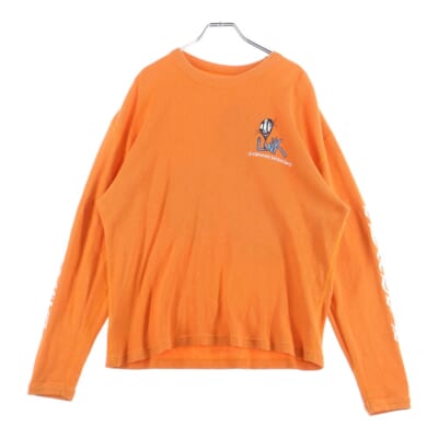×MATTY BOY SINISTER THERMAL L/S T-SHIRT マティボーイ ロゴプリント長袖Tシャツカットソー ロンT オレンジ Bランク
