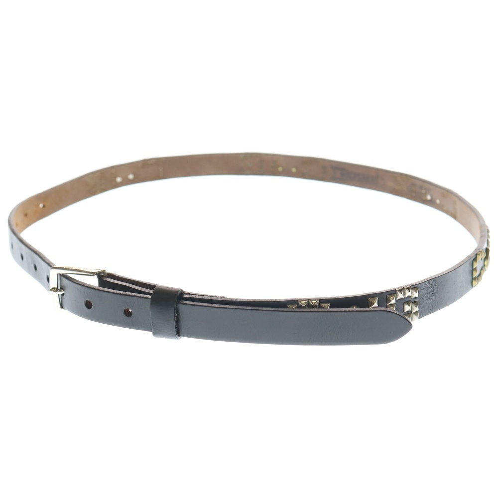 ×WOLF'S HEAD Special Studs Belt ウルフズヘッド スペシャル ロゴスタッズ ナローベルト ブラック Bランク