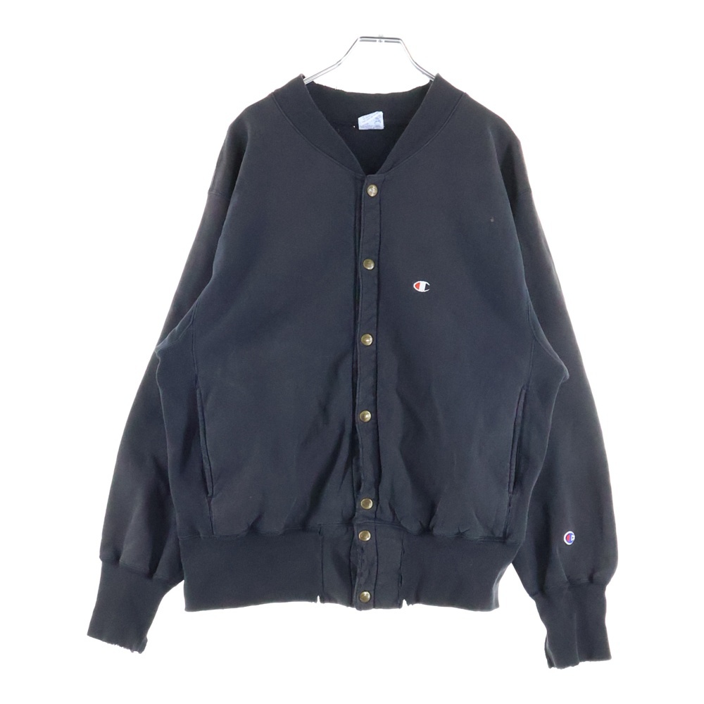 90s REVERSE WEAVE リバースウェーブ スナップボタン スウェット トレーナー ブラック Bランク