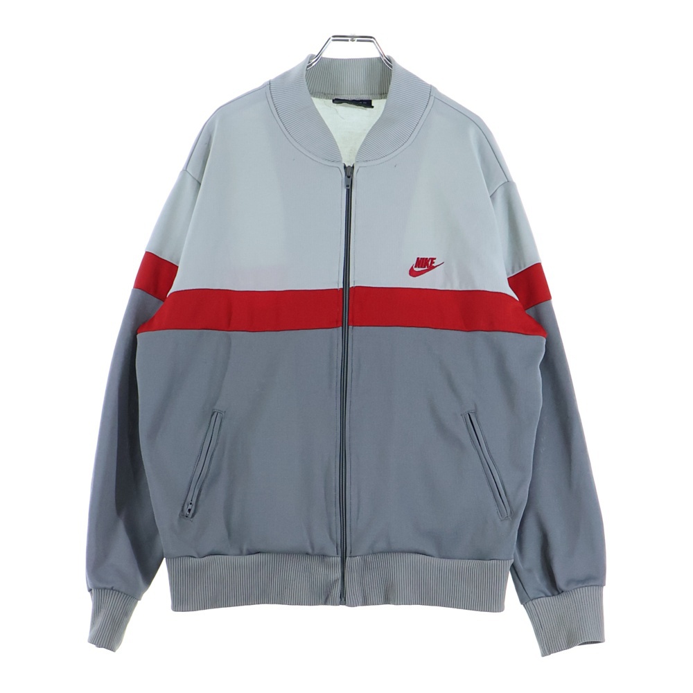 80s トラックジャケット ブルゾン グレーxレッド Bランク