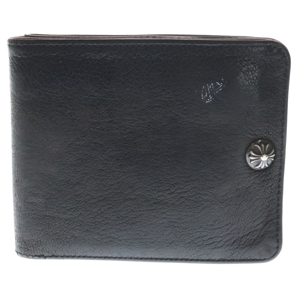 1SNAP 1スナップ クロス ボールボタン デストロイレザーウォレット 財布 ブラック BCA361 Bランク