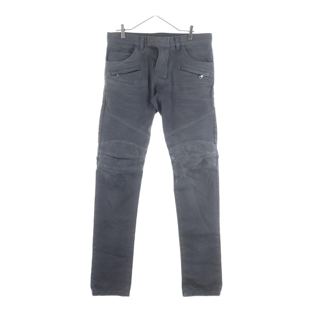 ストレッチデニムバイカーパンツ ジーンズ ブラック Bランク