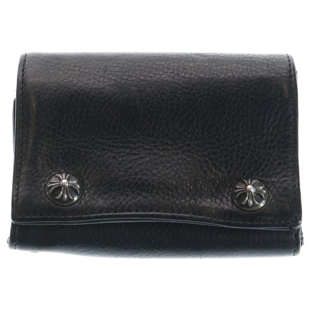 3FOLD 3フォールド クロスボールボタン レザーウォレット 財布 ブラック BCA364 Bランク