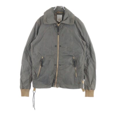 ステッチデザイン ナイロン ジップアップジャケット グレー Bランク