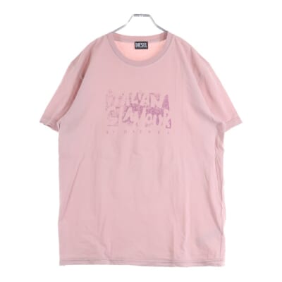 ロゴプリントクルーネック 半袖Tシャツ カットソー ピンク A05806 Bランク