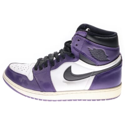 AIR JORDAN1 RETRO HIGH OG COURT PURPLE エアジョーダン1 コートパープル ハイカットスニーカー ホワイト/パープル US9.5/27.5cm 555088-500 Bランク
