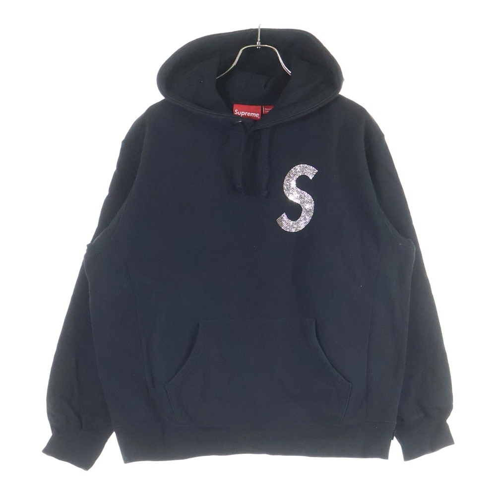 21SS ×Swarovski S Logo Hooded Sweatshirt スワロフスキー Sロゴ スウェット プルオーバーパーカー ブラック Bランク