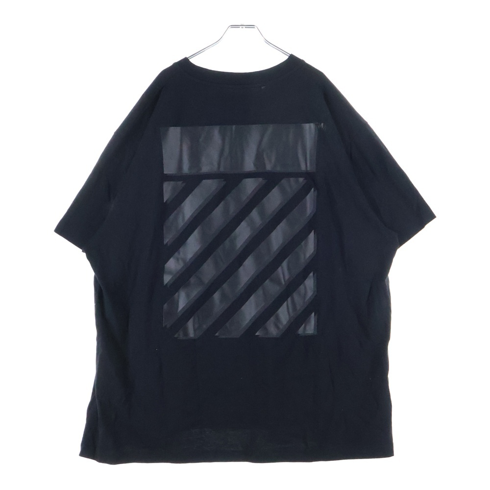 22AW DIAGONAL TAB OVERSIZE T-SHIRT ロゴプリント クルーネック 半袖Tシャツ カットソー ブラック OMAA038C99JER004 Bランク