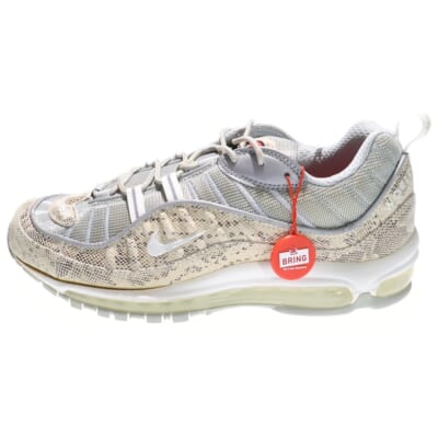 ×Supreme AIR MAX 98 SNAKESKIN シュプリーム エアマックス スネークスキン ローカットスニーカー グレー US10/28cm 844694-100 Sランク