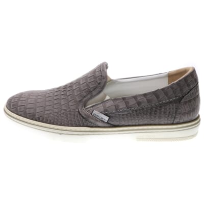 型押し レザー ローカットスニーカー スリッポン グレー Aランク