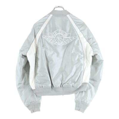 20AW ×AIR JORDAN エアジョーダン ロゴ刺繍 シルク ボンバージャケット ブルゾン グレー 033C401A4805 Sランク