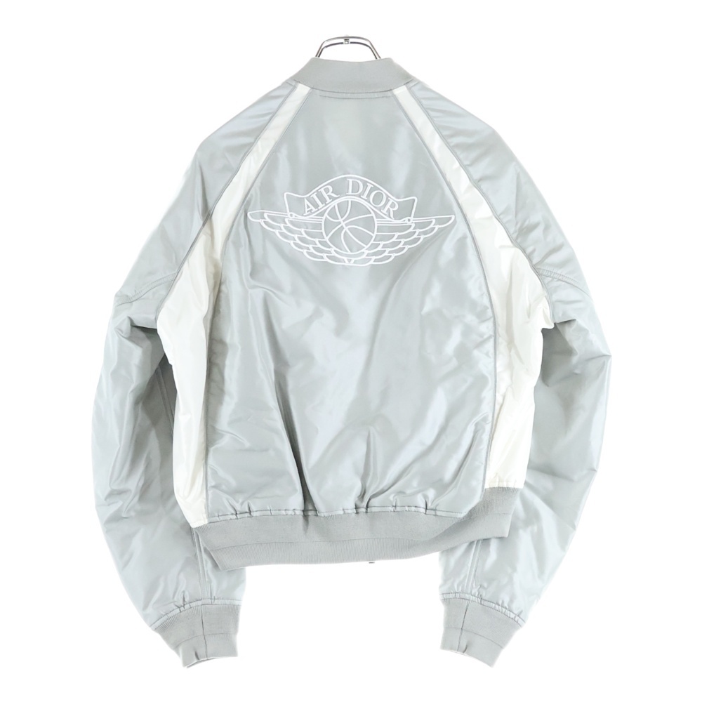 20AW ×AIR JORDAN エアジョーダン ロゴ刺繍 シルク ボンバージャケット ブルゾン グレー 033C401A4805 Sランク