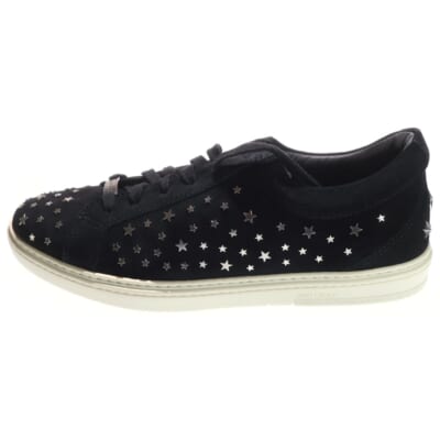 CASH キャッシュ スタースタッズ ロゴプレート スウェードレザー ローカットスニーカー ブラック Aランク