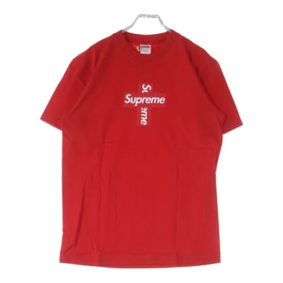 20AW Cross Box Tee クロスボックスロゴ プリント クルーネック 半袖Tシャツカットソー レッド Sランク