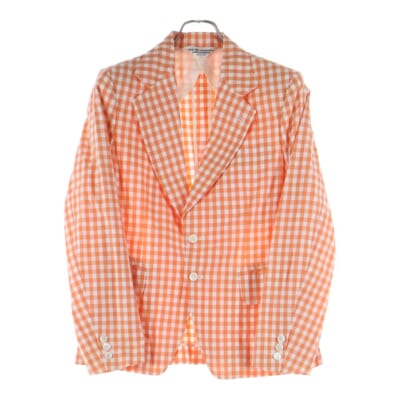 01SS ギンガムチェック 2B シングルテーラードジャケット オレンジ レディース RJ-100500 AD2000 Bランク