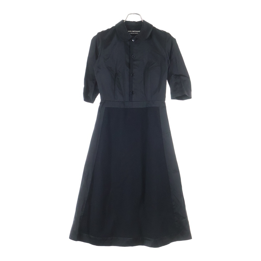 99AW ウール切替 4B サテンシャツ 七分丈ワンピース ブラック レディース JO-040420 AD1999 Bランク