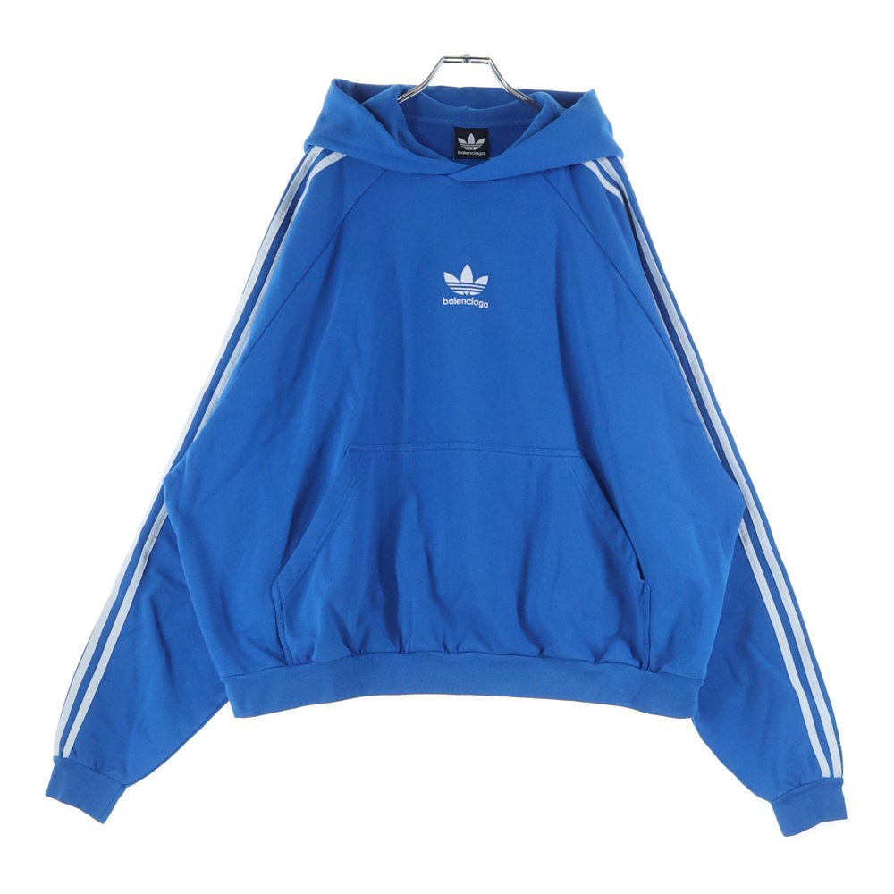 22AW ×adidas HOODIE LARGE FIT アディダス トレフォイルロゴ ラージフィット プルオーバーパーカー スウェットフーディ ブルー 729322 TNVN2 Sランク