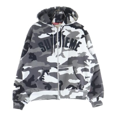 24AW Arc Thermal Lined Zip Up Hooded Sweatshirt Snow Camo アーチロゴ スノーカモ ジップアップパーカー スウェットフーディ ホワイト/グレー Bランク