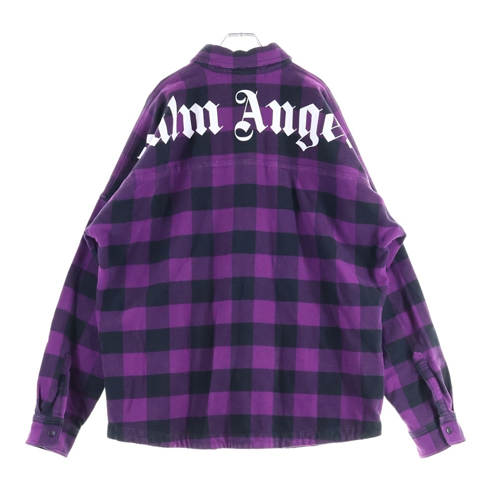 バックロゴプリント フランネル チェックシャツ パープル PMGA024F22FAB001 Bランク