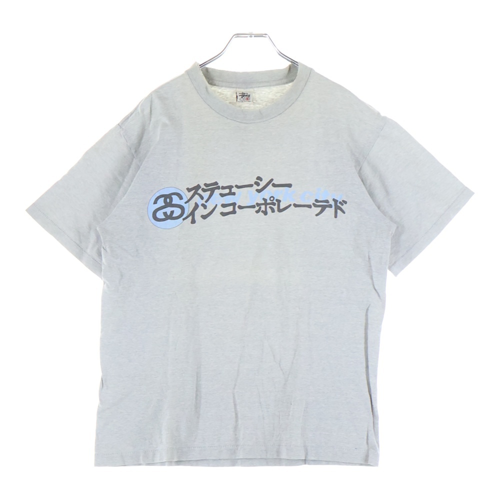 90S OLD STUSSY ヴィンテージ オールド ステューシーインコーポレーテド クルーネック半袖Tシャツ カットソー グレー Bランク