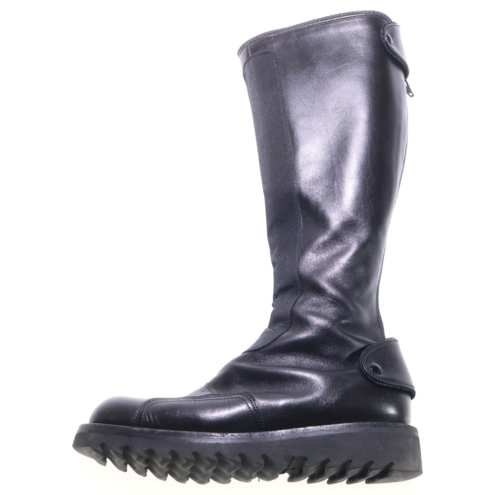 ナイロンパッチワーク レザー ロングブーツ ブラック レディース Bランク