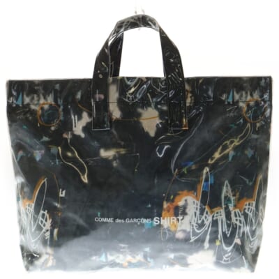 ×FUTURA フューチュラ グラフィックデザイン PVC クラフトペーパー トートバッグ ハンドバッグ ブラック/クリア W28610 Bランク