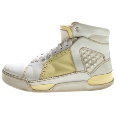 Louis パテント スパイクスタッズ ハイカットスニーカーシューズ ホワイト Cランク