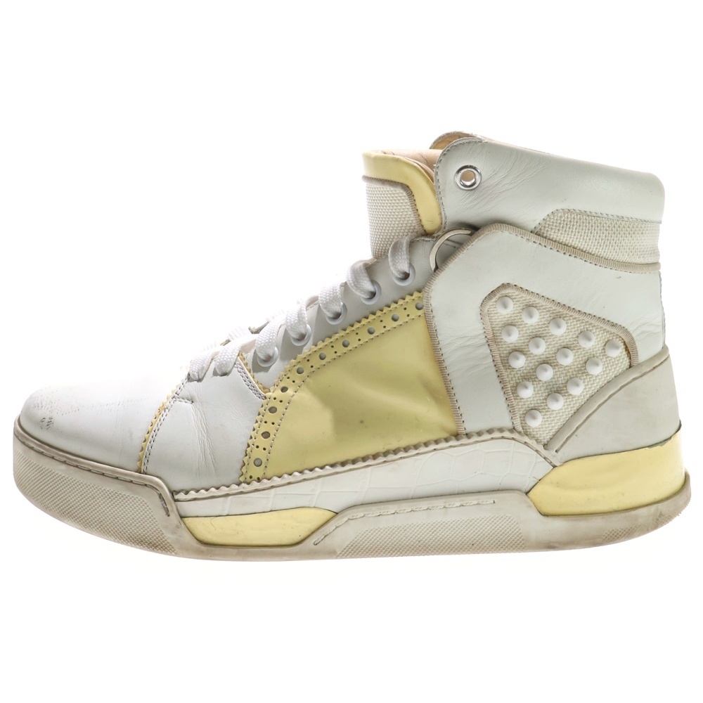 Louis パテント スパイクスタッズ ハイカットスニーカーシューズ ホワイト Cランク