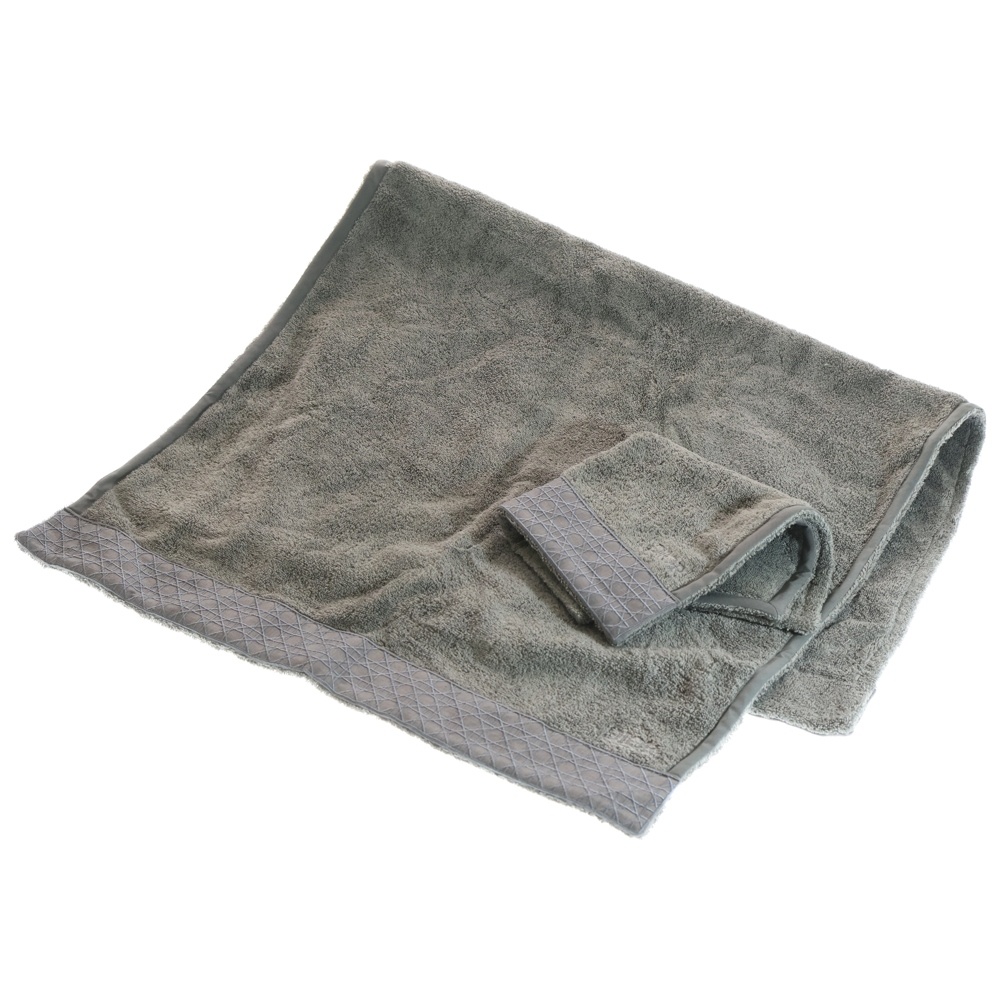 ロゴ刺繍 ハンドタオル フェイスタオルセット グレー Aランク