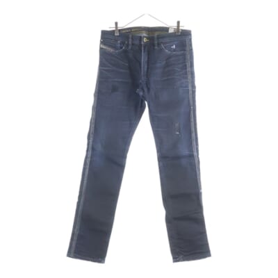 LIMITED EDITION SHIONER リミテッドエディション ダメージ加工 サイドライン ストレッチ スキニーデニムパンツ インディゴ Bランク