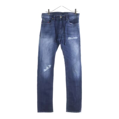 THAVAR SP-NE ダメージ加工 ウエストドローコード ストレッチ スキニーデニムパンツ インディゴ 0678S Bランク