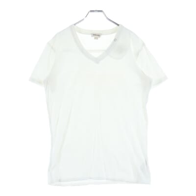 Vネック スナップボタン 半袖Tシャツ ホワイト Bランク