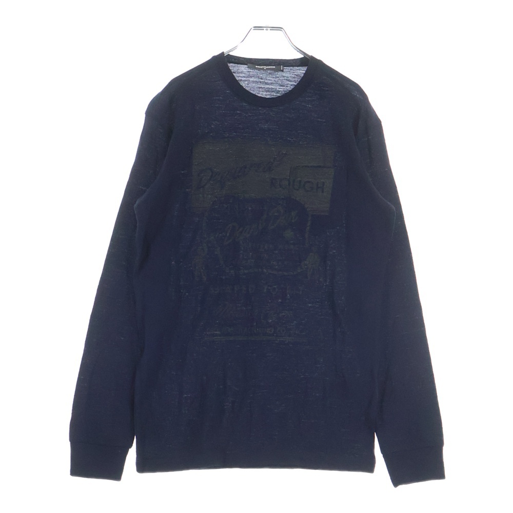 15AW ロゴプリント 長袖ポケットTシャツ ネイビー S71GD0267 Bランク